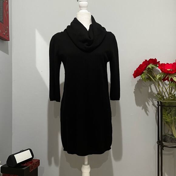 NEW Prive Cashmere Mini Exaggerated Cowl Neck 3/4 Sleeve Mini Dress Tunic S NWOT - Picture 15 of 16